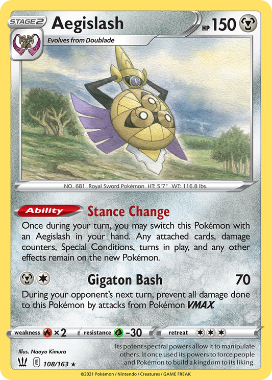 Aegislash (Battle Styles SET) (Pokémon) (Stage 2) (Metal) (HP: 150) (Rare) (PKM Battle Styles SET-11)