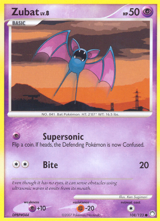 Zubat (Mysterious Treasures SET) (Pokémon) (Basic) (Psychic) (HP: 50) (Common) (PKM Mysterious Treasures SET-11)