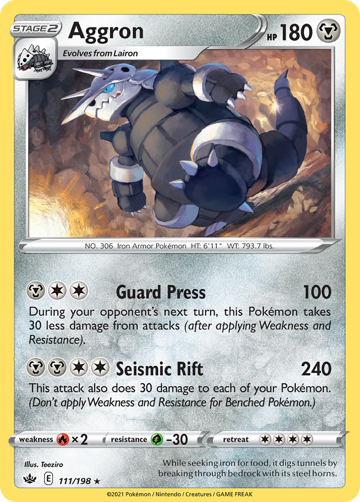 Aggron (Chilling Reign SET) (Pokémon) (Stage 2) (Metal) (HP: 180) (Rare) (PKM Chilling Reign SET-15)
