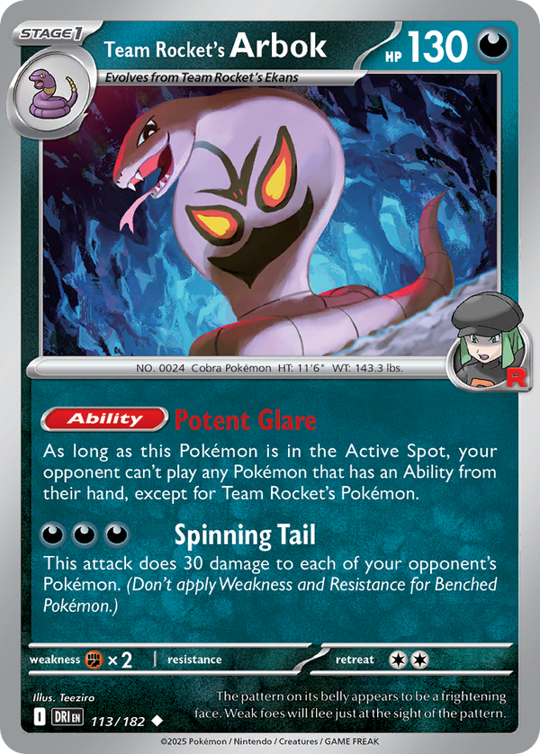 Team Rocket's Arbok - Destined Rivals SET-113