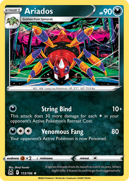 Ariados (Lost Origin SET) (Pokémon) (Stage 1) (Darkness) (HP: 90) (Rare) (PKM Lost Origin SET-17)