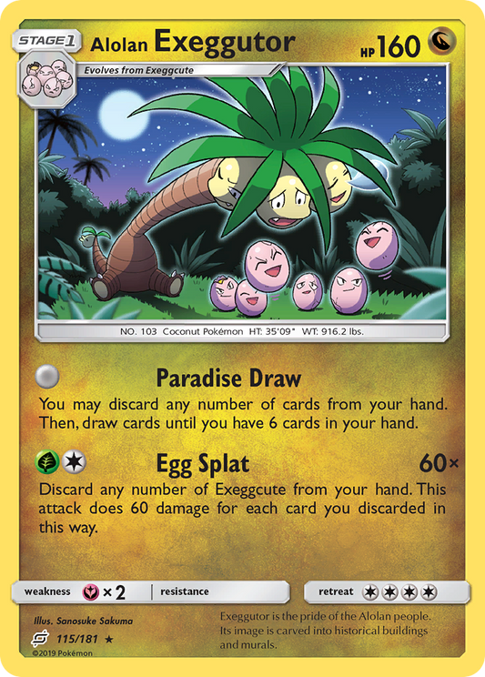 Alolan Exeggutor (Team Up SET) (Pokémon) (Stage 1) (Dragon) (HP: 160) (Rare) (PKM Team Up SET-19)