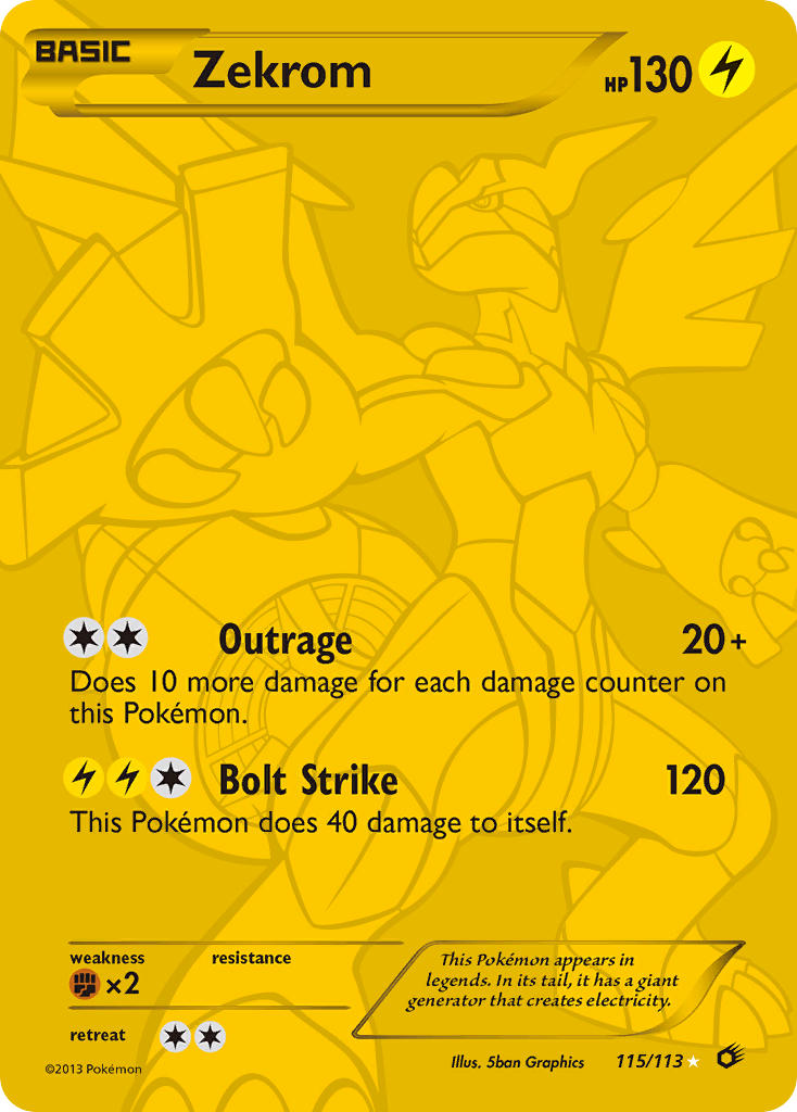 Zekrom (Legendary Treasures SET) (Pokémon) (Basic) (Lightning) (HP: 130) (Rare Secret) (PKM Legendary Treasures SET-19)