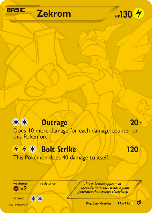 Zekrom (Legendary Treasures SET) (Pokémon) (Basic) (Lightning) (HP: 130) (Rare Secret) (PKM Legendary Treasures SET-19)