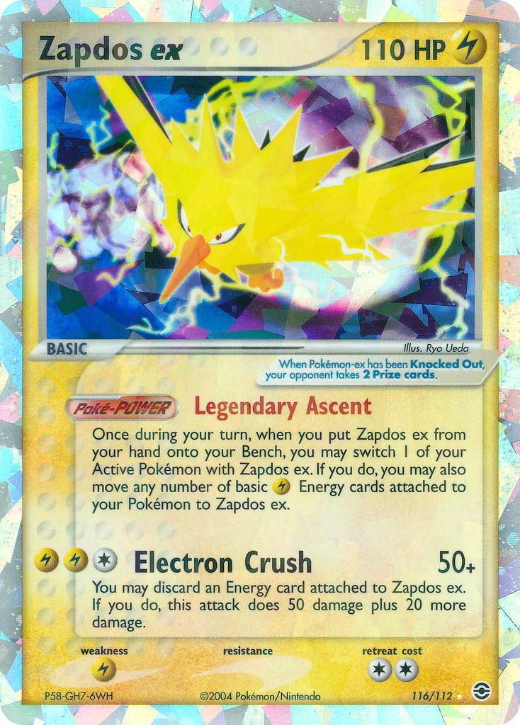 Zapdos ex (FireRed & LeafGreen SET) (Pokémon) (Basic, ex) (Lightning) (HP: 110) (Rare Secret) (PKM FireRed & LeafGreen SET-20)