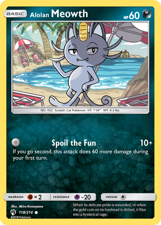 Alolan Meowth (Lost Thunder SET) (Pokémon) (Basic) (Darkness) (HP: 60) (Common) (PKM Lost Thunder SET-22)
