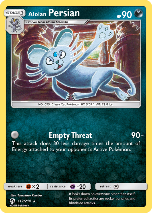 Alolan Persian (Lost Thunder SET) (Pokémon) (Stage 1) (Darkness) (HP: 90) (Rare) (PKM Lost Thunder SET-23)