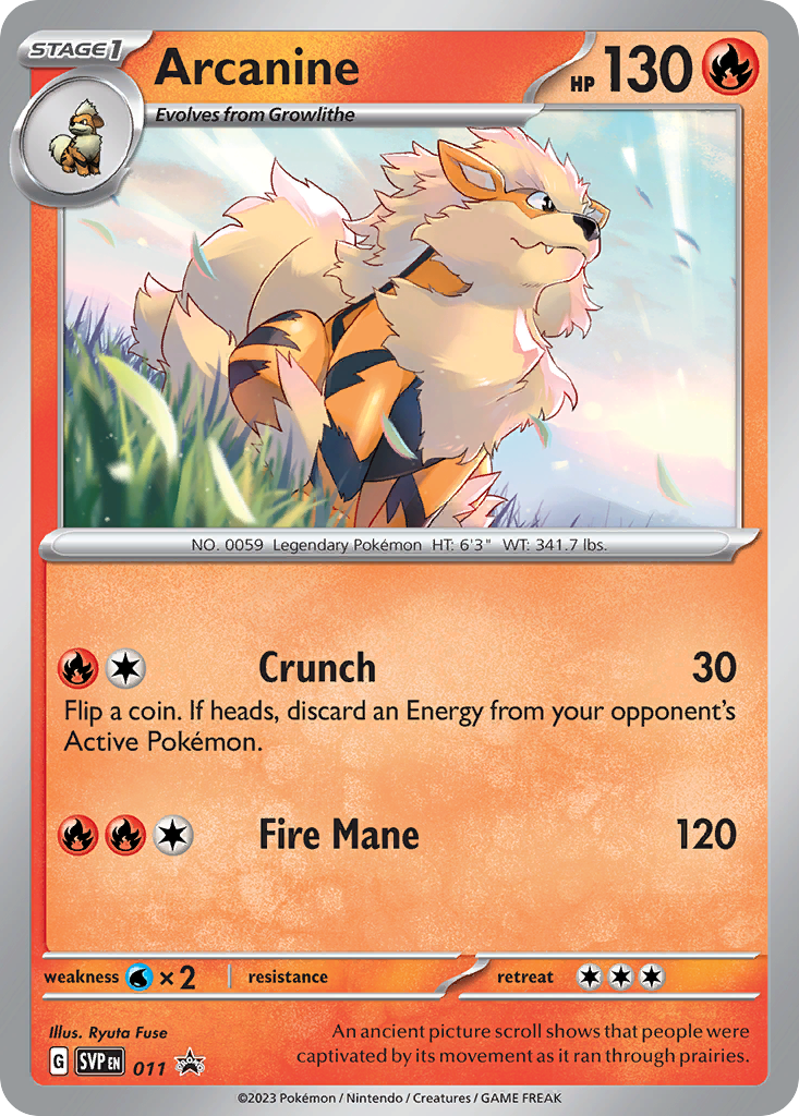 Arcanine (Scarlet & Violet Black Star Promos SET) (Pokémon) (Stage 1) (Fire) (HP: 130) (Promo) (PKM Scarlet & Violet Black Star Promos SET-13)