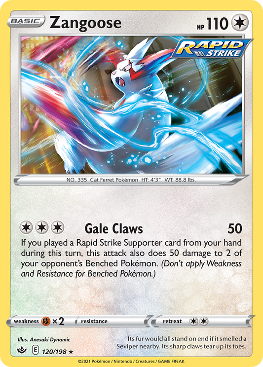 Zangoose (Chilling Reign SET) (Pokémon) (Basic, Rapid Strike) (Colorless) (HP: 110) (Rare) (PKM Chilling Reign SET-25)