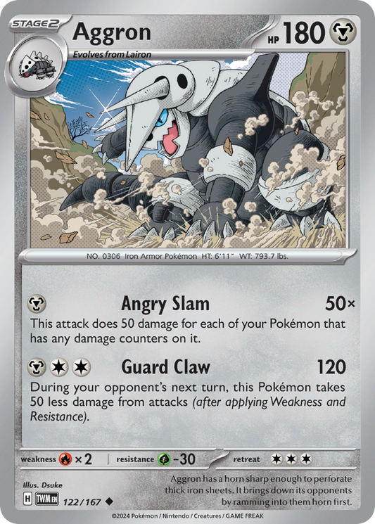 Aggron (Twilight Masquerade SET) (Pokémon) (Stage 2) (Metal) (HP: 180) (Uncommon) (PKM Twilight Masquerade SET-27)