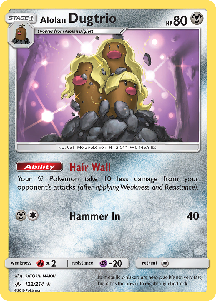 Alolan Dugtrio (Unbroken Bonds SET) (Pokémon) (Stage 1) (Metal) (HP: 80) (Rare) (PKM Unbroken Bonds SET-27)