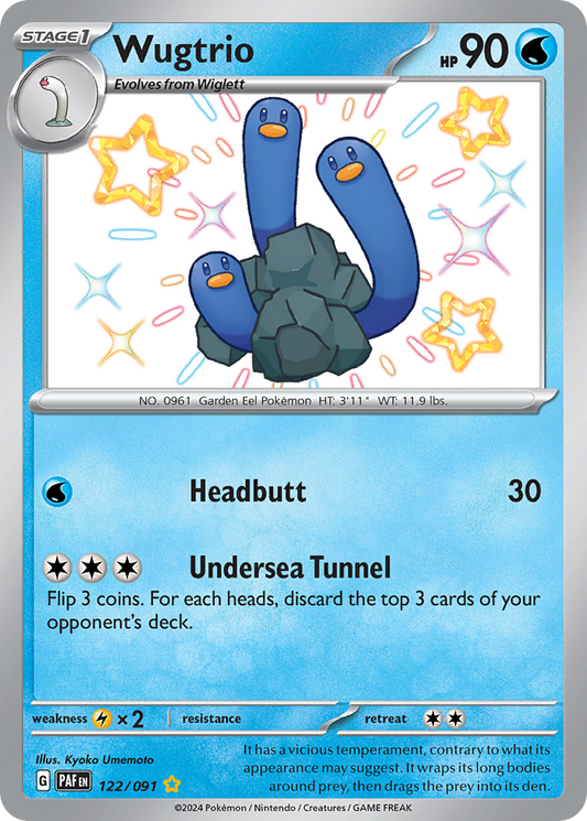 Wugtrio (Paldean Fates SET) (Pokémon) (Stage 1) (Water) (HP: 90) (Shiny Rare) (PKM Paldean Fates SET-27)