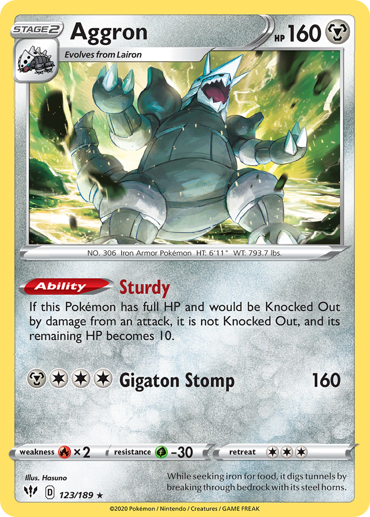 Aggron (Darkness Ablaze SET) (Pokémon) (Stage 2) (Metal) (HP: 160) (Rare Holo) (PKM Darkness Ablaze SET-28)