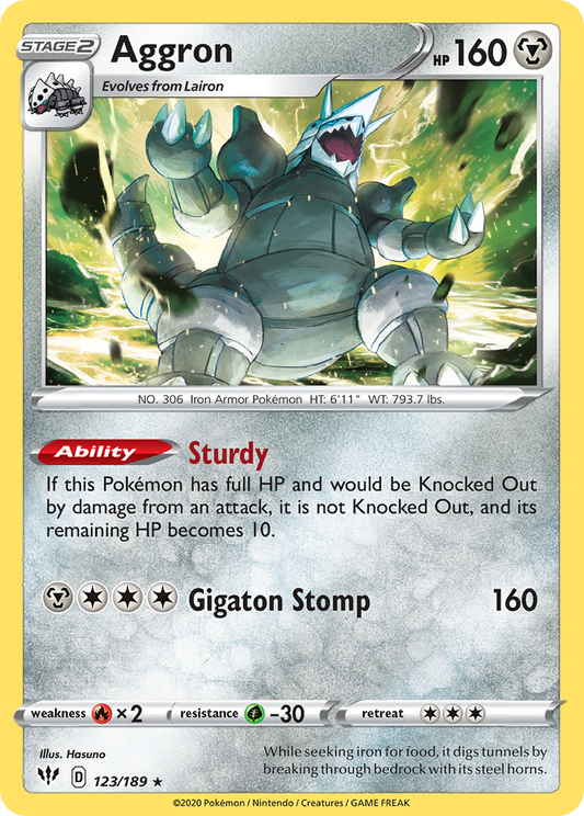 Aggron (Darkness Ablaze SET) (Pokémon) (Stage 2) (Metal) (HP: 160) (Rare Holo) (PKM Darkness Ablaze SET-28)
