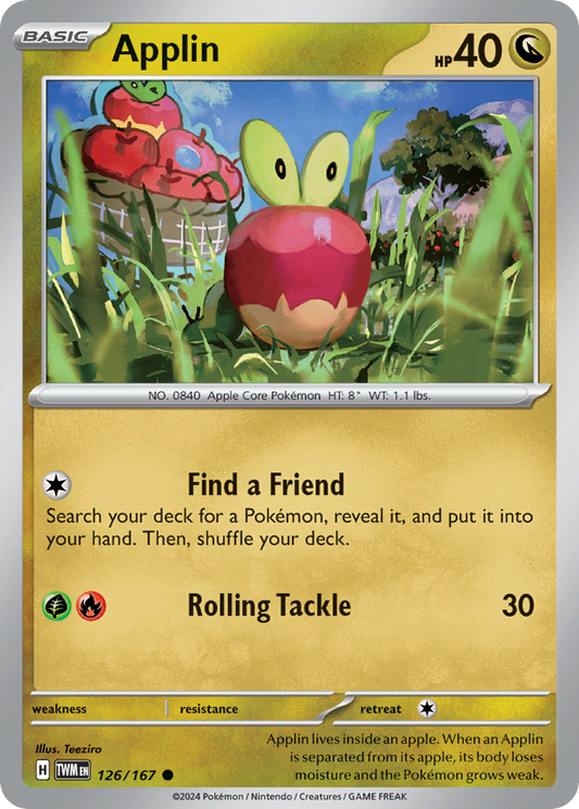 Applin (Twilight Masquerade SET) (Pokémon) (Basic) (Dragon) (HP: 40) (Common) (PKM Twilight Masquerade SET-31)