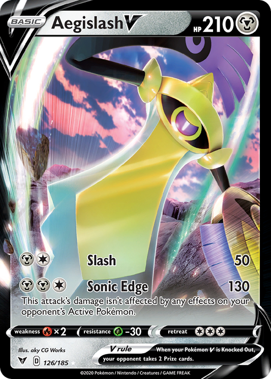 Aegislash V (Vivid Voltage SET) (Pokémon) (Basic, V) (Metal) (HP: 210) (Rare Holo V) (PKM Vivid Voltage SET-31)