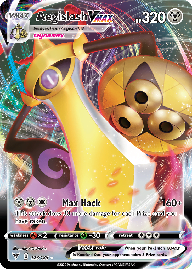 Aegislash VMAX (Vivid Voltage SET) (Pokémon) (VMAX) (Metal) (HP: 320) (Rare Holo VMAX) (PKM Vivid Voltage SET-32)