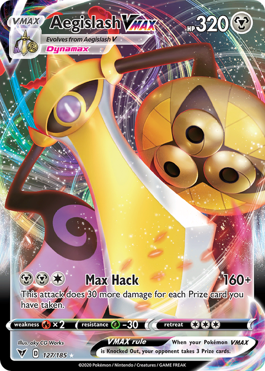 Aegislash VMAX (Vivid Voltage SET) (Pokémon) (VMAX) (Metal) (HP: 320) (Rare Holo VMAX) (PKM Vivid Voltage SET-32)