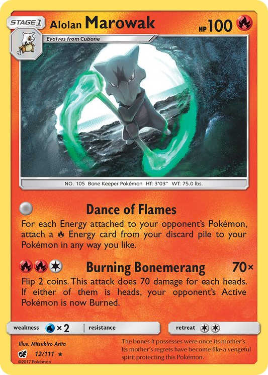 Alolan Marowak (Crimson Invasion SET) (Pokémon) (Stage 1) (Fire) (HP: 100) (Rare Holo) (PKM Crimson Invasion SET-24)