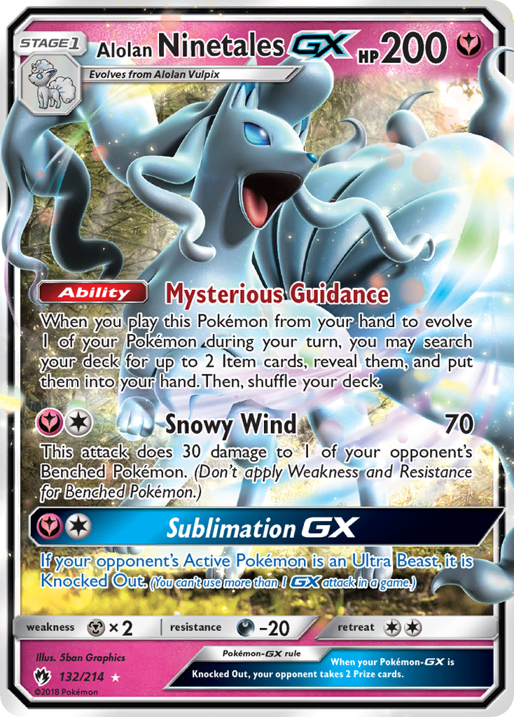 Alolan NinetalesGX (Lost Thunder SET) (Pokémon) (Stage 1, GX) (Fairy) (HP: 200) (Rare Holo GX) (PKM Lost Thunder SET-38)