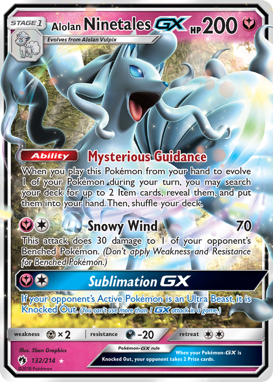 Alolan NinetalesGX (Lost Thunder SET) (Pokémon) (Stage 1, GX) (Fairy) (HP: 200) (Rare Holo GX) (PKM Lost Thunder SET-38)