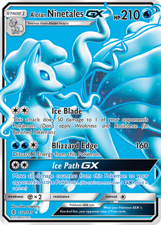 Alolan NinetalesGX (Guardians Rising SET) (Pokémon) (Stage 1, GX) (Water) (HP: 210) (Rare Ultra) (PKM Guardians Rising SET-43)