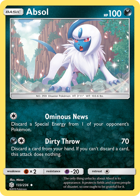 Absol (Cosmic Eclipse SET) (Pokémon) (Basic) (Darkness) (HP: 100) (Uncommon) (PKM Cosmic Eclipse SET-39)