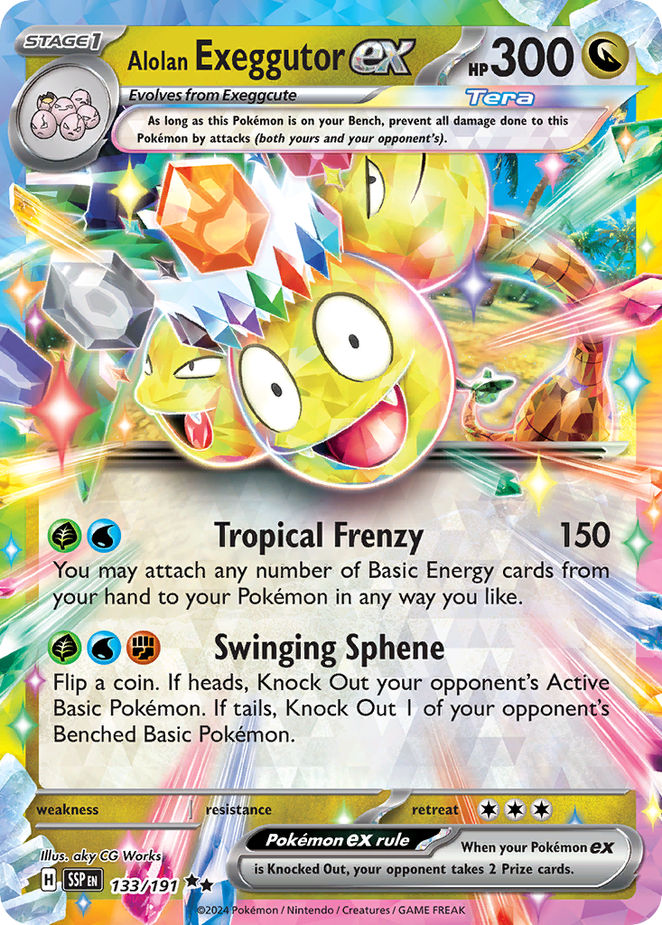 Alolan Exeggutor ex (Surging Sparks SET) (Pokémon) (Stage 1, Tera, ex) (Dragon) (HP: 300) (Double Rare) (PKM Surging Sparks SET-39)
