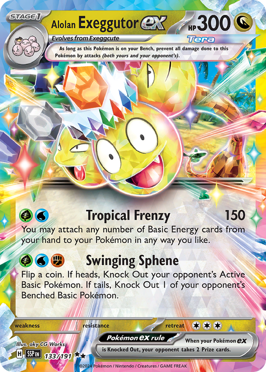 Alolan Exeggutor ex (Surging Sparks SET) (Pokémon) (Stage 1, Tera, ex) (Dragon) (HP: 300) (Double Rare) (PKM Surging Sparks SET-39)