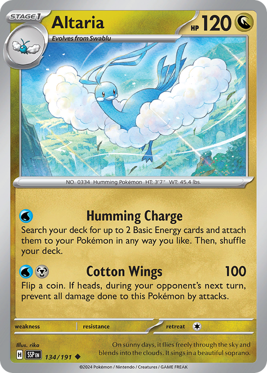 Altaria (Surging Sparks SET) (Pokémon) (Stage 1) (Dragon) (HP: 120) (Uncommon) (PKM Surging Sparks SET-40)