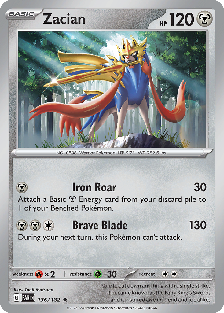 Zacian (Paradox Rift SET) (Pokémon) (Basic) (Metal) (HP: 120) (Rare) (PKM Paradox Rift SET-42)