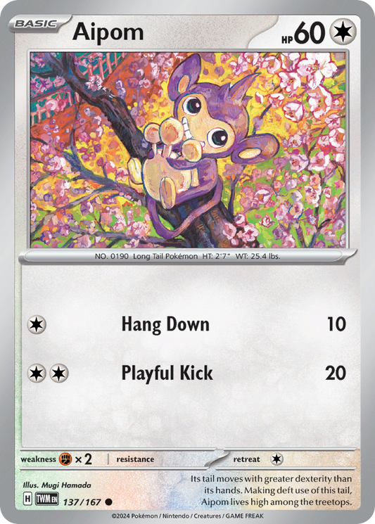 Aipom (Twilight Masquerade SET) (Pokémon) (Basic) (Colorless) (HP: 60) (Common) (PKM Twilight Masquerade SET-43)