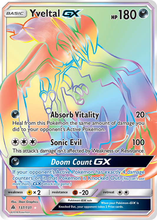 YveltalGX (Forbidden Light SET) (Pokémon) (Basic, GX) (Darkness) (HP: 180) (Rare Rainbow) (PKM Forbidden Light SET-46)