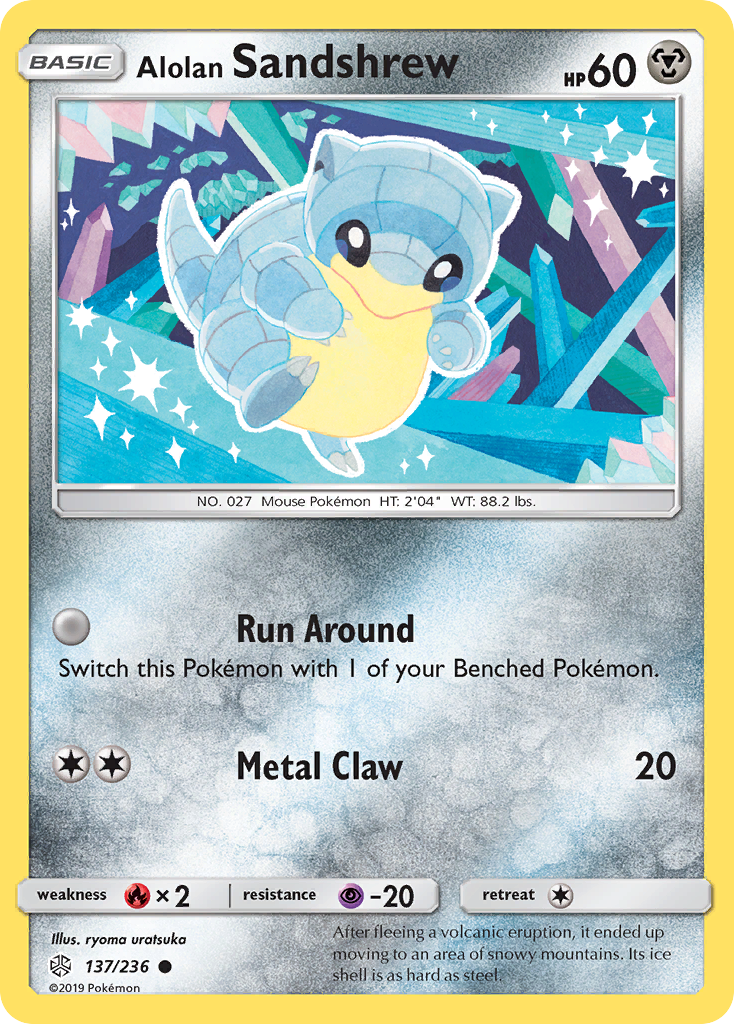 Alolan Sandshrew (Cosmic Eclipse SET) (Pokémon) (Basic) (Metal) (HP: 60) (Common) (PKM Cosmic Eclipse SET-43)