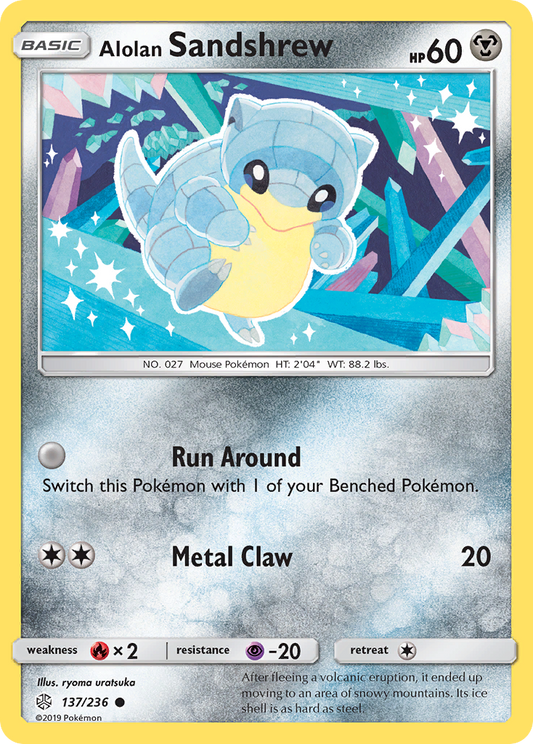 Alolan Sandshrew (Cosmic Eclipse SET) (Pokémon) (Basic) (Metal) (HP: 60) (Common) (PKM Cosmic Eclipse SET-43)