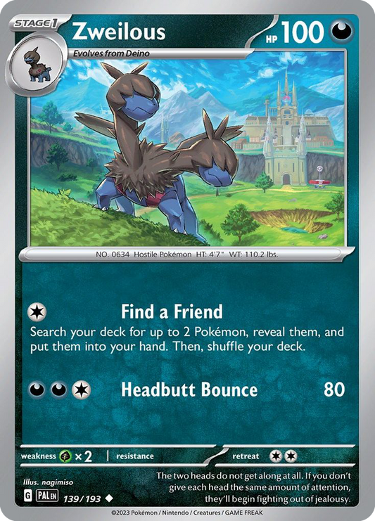 Zweilous (Paldea Evolved SET) (Pokémon) (Stage 1) (Darkness) (HP: 100) (Uncommon) (PKM Paldea Evolved SET-45)