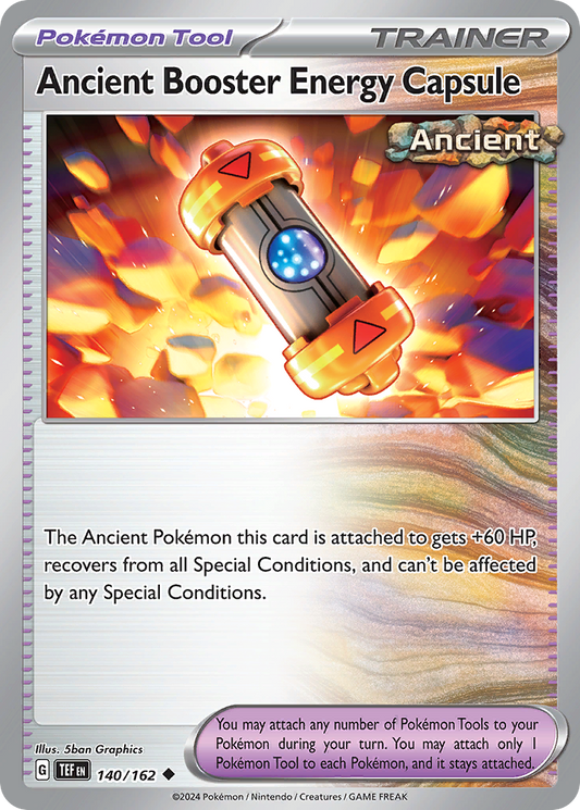 Ancient Booster Energy Capsule (Temporal Forces SET) (Trainer) (Pokémon Tool, Ancient) (Uncommon) (PKM Temporal Forces SET-47)