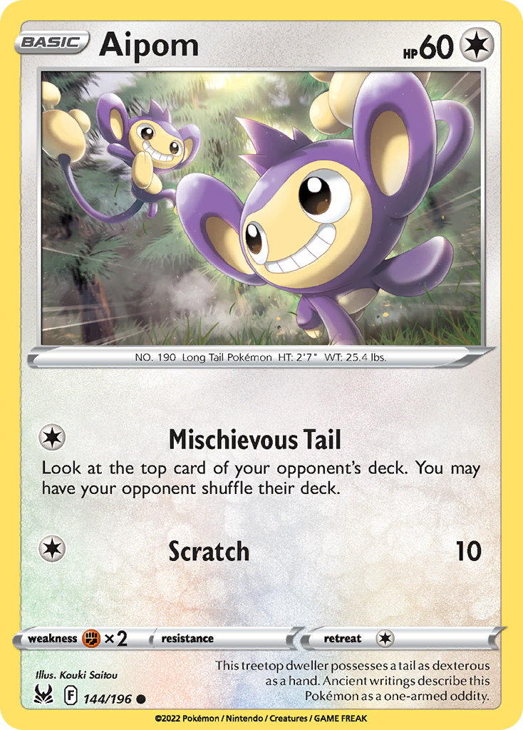Aipom (Lost Origin SET) (Pokémon) (Basic) (Colorless) (HP: 60) (Common) (PKM Lost Origin SET-51)
