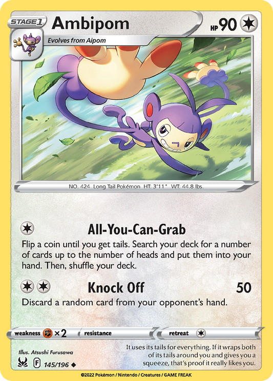 Ambipom (Lost Origin SET) (Pokémon) (Stage 1) (Colorless) (HP: 90) (Uncommon) (PKM Lost Origin SET-52)