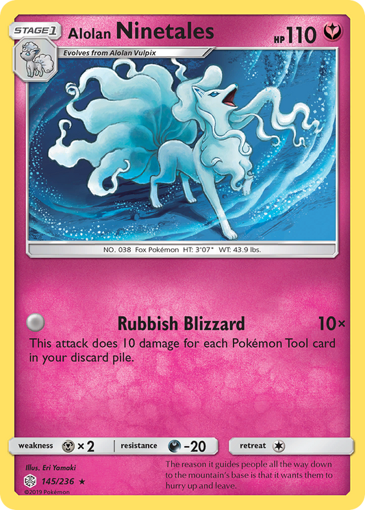 Alolan Ninetales (Cosmic Eclipse SET) (Pokémon) (Stage 1) (Fairy) (HP: 110) (Rare Holo) (PKM Cosmic Eclipse SET-53)