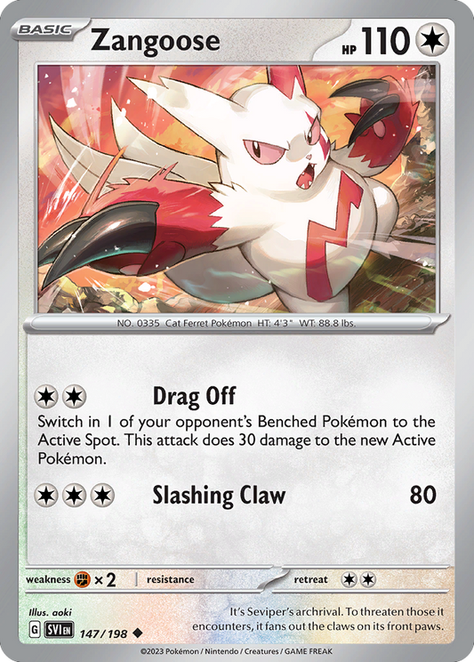 Zangoose (Scarlet & Violet SET) (Pokémon) (Basic) (Colorless) (HP: 110) (Uncommon) (PKM Scarlet & Violet SET-54)