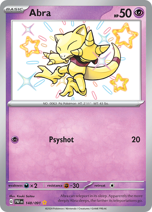 Abra (Paldean Fates SET) (Pokémon) (Basic) (Psychic) (HP: 50) (Shiny Rare) (PKM Paldean Fates SET-55)