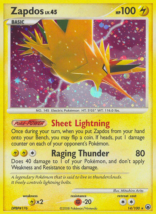 Zapdos (Majestic Dawn SET) (Pokémon) (Basic) (Lightning) (HP: 100) (Rare Holo) (PKM Majestic Dawn SET-7)