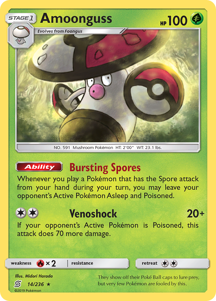 Amoonguss (Unified Minds SET) (Pokémon) (Stage 1) (Grass) (HP: 100) (Rare) (PKM Unified Minds SET-46)