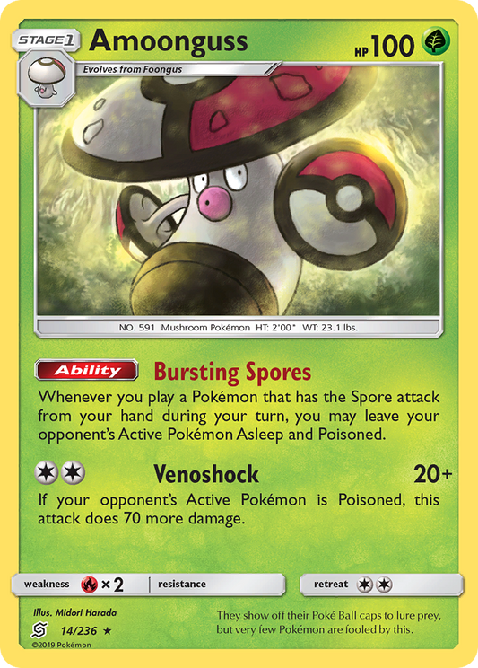 Amoonguss (Unified Minds SET) (Pokémon) (Stage 1) (Grass) (HP: 100) (Rare) (PKM Unified Minds SET-46)