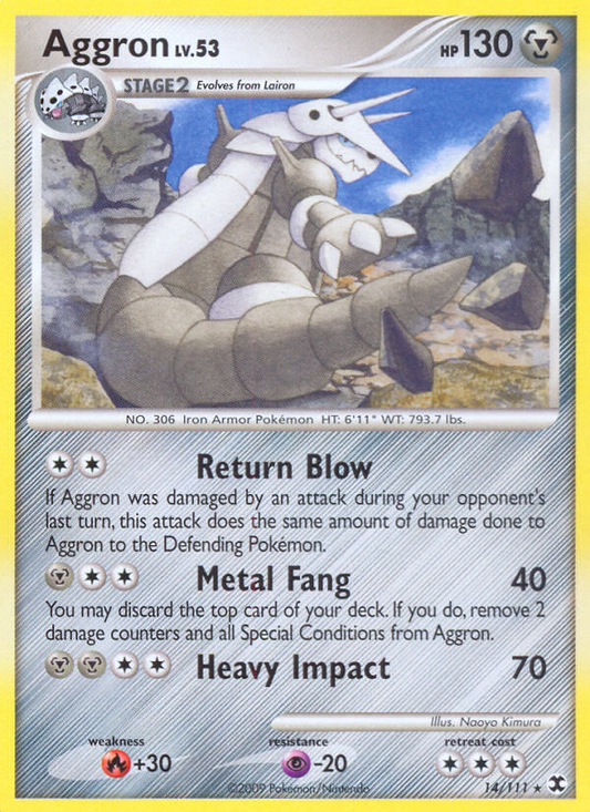 Aggron (Rising Rivals SET) (Pokémon) (Stage 2) (Metal) (HP: 130) (Rare) (PKM Rising Rivals SET-21)
