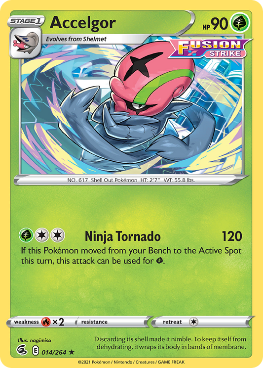 Accelgor (Fusion Strike SET) (Pokémon) (Stage 1, Fusion Strike) (Grass) (HP: 90) (Rare) (PKM Fusion Strike SET-46)