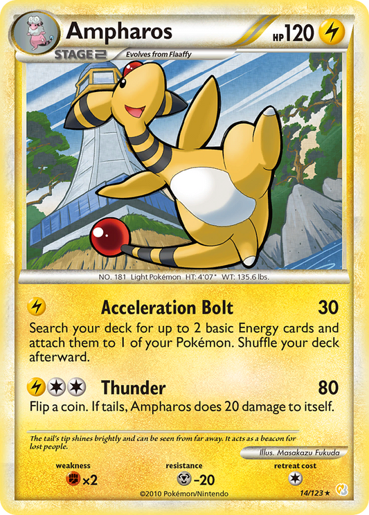 Ampharos (HeartGold & SoulSilver SET) (Pokémon) (Stage 2) (Lightning) (HP: 120) (Rare) (PKM HeartGold & SoulSilver SET-30)