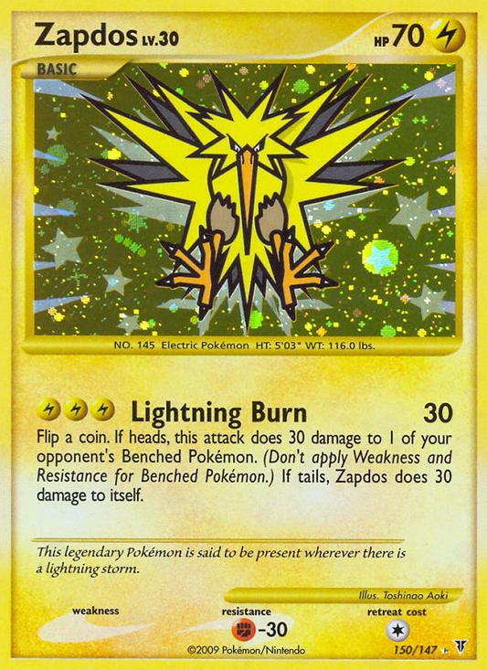 Zapdos (Supreme Victors SET) (Pokémon) (Basic) (Lightning) (HP: 70) (Rare Secret) (PKM Supreme Victors SET-58)