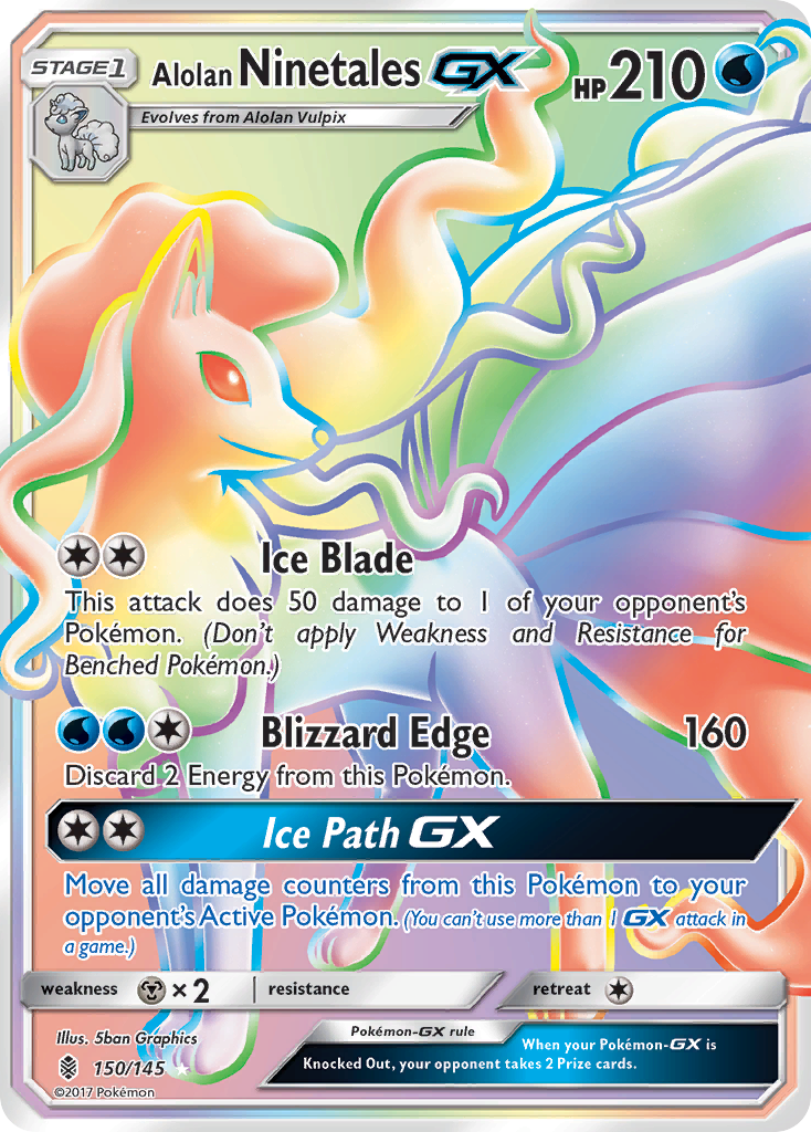 Alolan NinetalesGX (Guardians Rising SET) (Pokémon) (Stage 1, GX) (Water) (HP: 210) (Rare Rainbow) (PKM Guardians Rising SET-63)